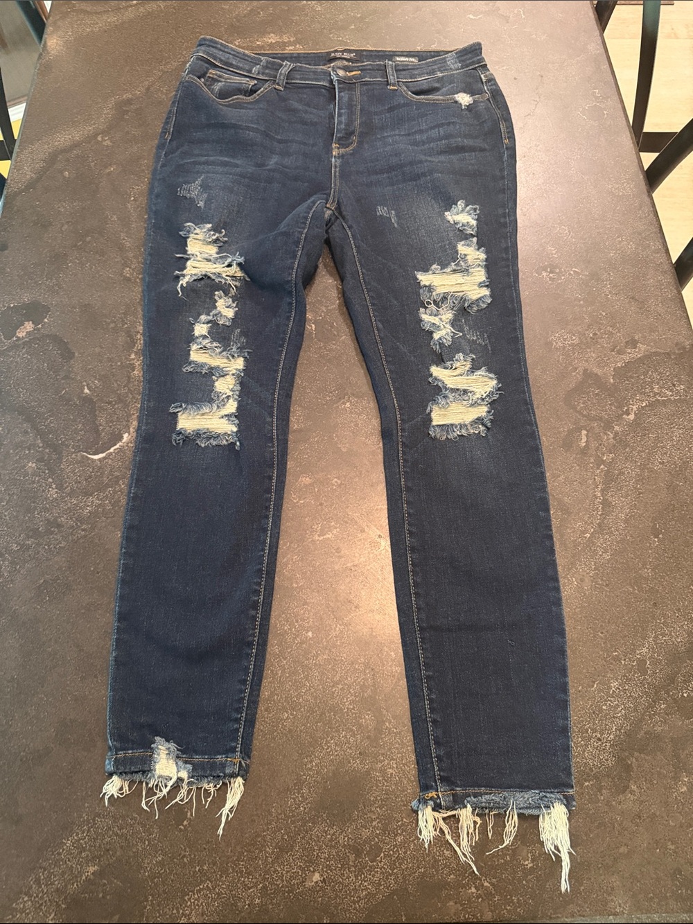 Judy Blue Dark Blue Distressed Skinny Jeans NWOT